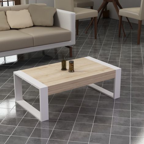 Mesa de centro RETRO de pino blanco 90 cm