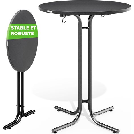 Casaria – Table de bar ronde pliable 70 ou 80 cm – Hauteur 110 cm – Plateau MDF résistant aux intempéries – Charge max. 100 kg – Pieds réglables