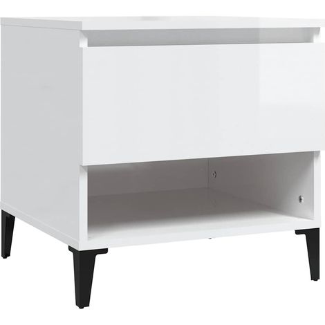 Maison Exclusive - Tavolino Bianco Lucido 50x46x50 cm in Legno Multistrato (1/5)