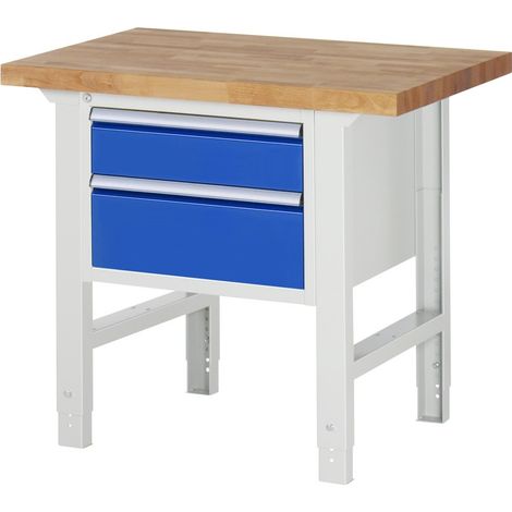 Rau Werkbank höhenverstellbar 7123A1, B1000xT700xH790-1140mm, 2x Schublade-TA (1/5)