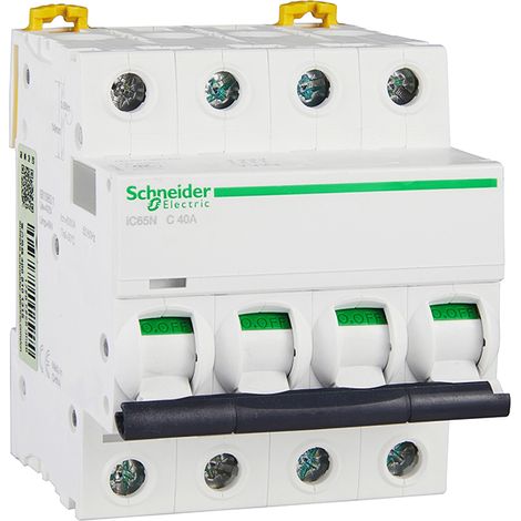 Schneider iC65N 4P C40A 40A A9F18440 Disjoncteur modulaire 4 pôles installation électrique pro (1/3)