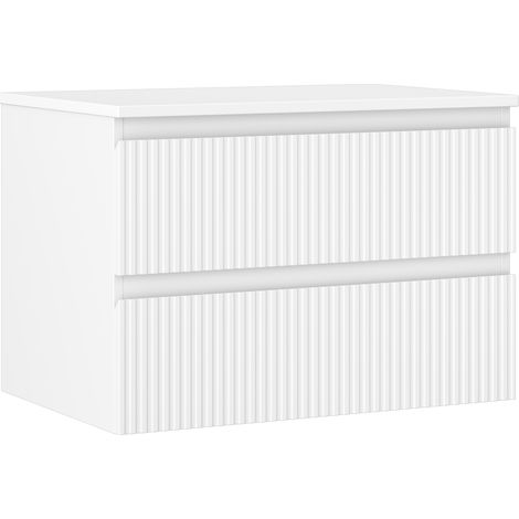 Mexen Rivel badezimmerschrank unter dem Waschbecken 70 cm mit Arbeitsplatte, 2 Schubladen, geriffelt, weiß matt - 91A20-07047-2 (1/5)