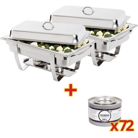 Offre Spéciale Lot de 2 Chafing Dish Milan GN 1/1 avec 72 Capsules de Gel - (1/4)