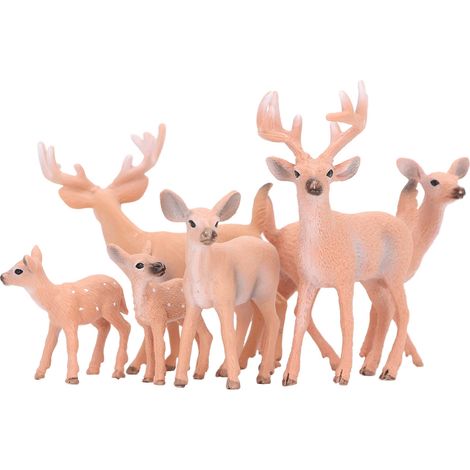 6-teiliges Set lebensechter Weißwedelhirsch-Figuren, stehende Hirschfiguren, Dekoration für Kindergeburtstage (1/5)