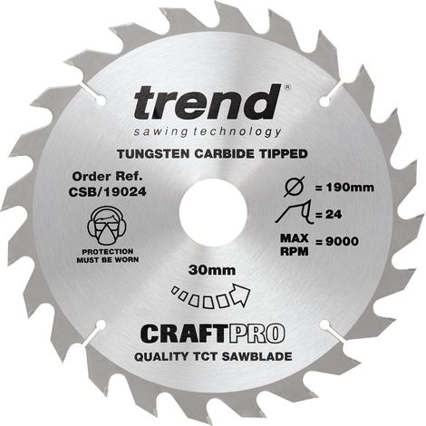 Trend CSB/19024 TCT Craft Saw Blade 190mm x 24T x 30mm (1/5)