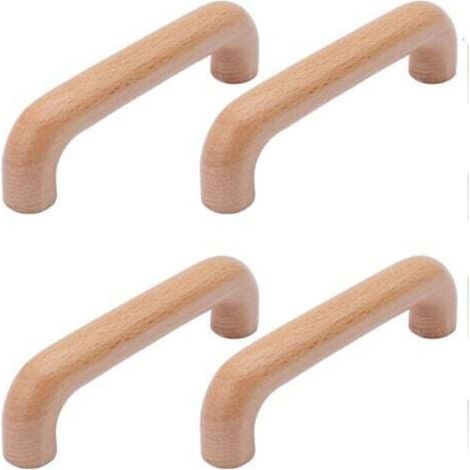4 maniglie in legno per mobili, maniglie per ante e cassetti della cucina, interasse fori 96 mm.
