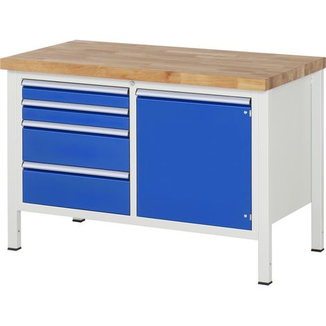 Rau Werkbank höhenverstellbar 8470A2, B1250xT700xH840-1040mm, 4x Schublade-TA, 1x Tür (1/5)