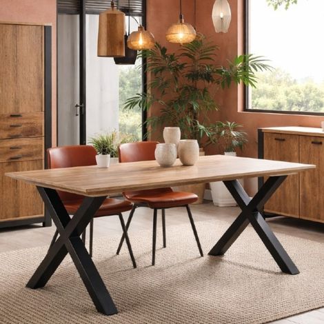 Table à manger industrielle en bois avec pieds X 230cm MONA (1/4)
