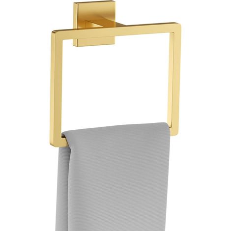 Anelli portasciugamani in oro spazzolato, portasciugamani quadrato, portasciugamani, accessori per il bagno, portasciugamani a parete in acciaio inox (oro). (1/5)