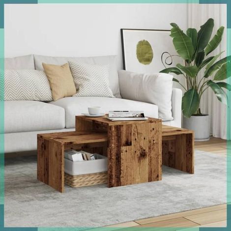 856054 Table basse vieux bois 100x48x40 cm bois d'ingénierie (1/5)