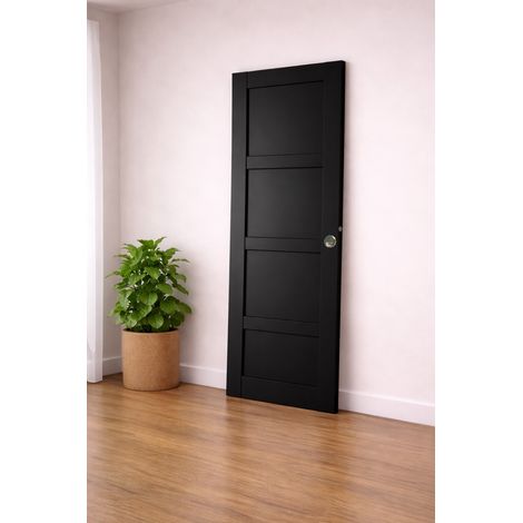 Porte Coulissante Telia Noir 4 Panneaux H204 X L73 Cm, Coquilles, Tire Doigt Gd Menuiseries (1/3)