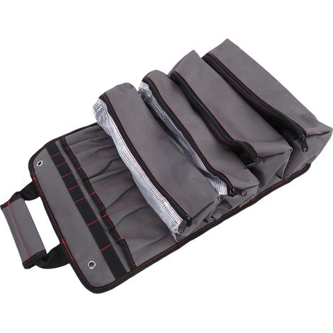 Sac à outils enroulable pour électricien menuisier, many poches, étui de rangement transportable, tissu Oxford épais et imperméable (1/5)
