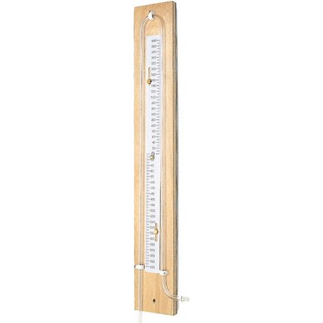 U-förmiges Wassersäulenmanometer 60 mbar Skala mit Holzsockel und Plexiglasrohr