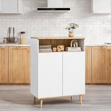 Buffet blanc en bois 80 x 38 x 102 cm (1/5)