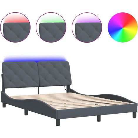 Maison Exclusive - Giroletto con LED senza Materasso Grigio Scuro 140x190 cm in Velluto (1/5)