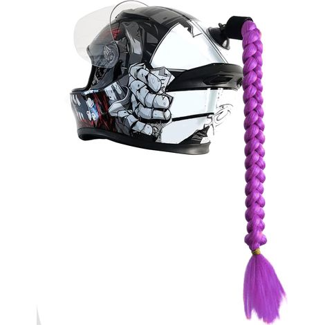Accessoire Casque Moto, Deco Casque Moto,Tresses de Casque de Moto, Tresses de Casque,Accessoires de Casque,Queue de Cheval Tressée pour Casque de Moto, Convient pour Motos(Violet) (1/5)