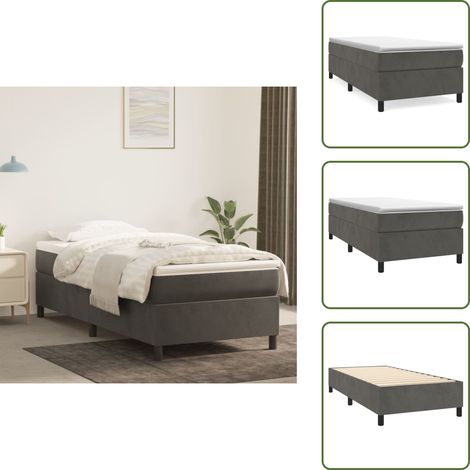 Colchón ensacado - vidaXL Cama box spring con colchón terciopelo gris oscuro 80x200 cm - Cama de espuma