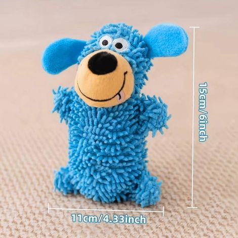 Juguete de peluche chirriante resistente a las mordeduras para perros, hueso de dentición con forma de fregona para cachorros de razas pequeñas a grandes. (1/5)