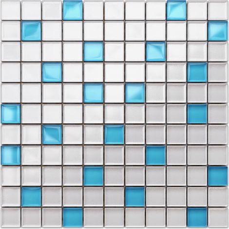 Ilcom mosaico in vetro su rete per bagno e cucina 30cm x 30cm - Blue sparks (1/5)