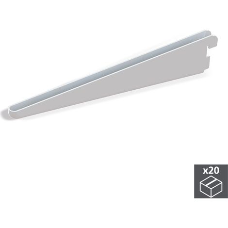 Emuca Lote de 20 soportes para estante de madera Jagmet, perfil paso 32mm, longitud 170mm, Acero, Blanco