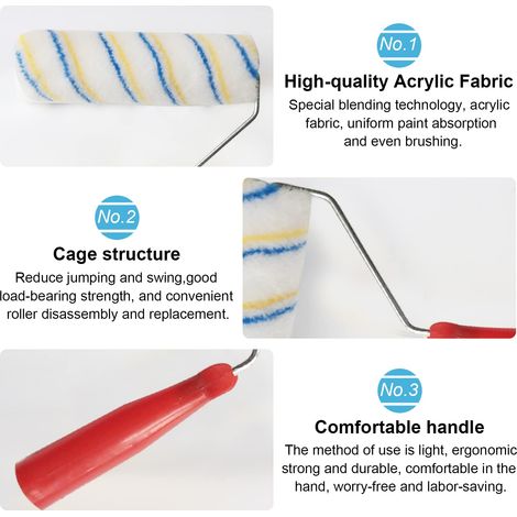 Petit rouleau à peinture 100 % polyamide thermofusible. Rouleau professionnel avec une excellente absorption et répartition (1/3)