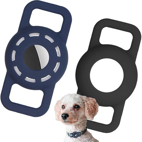 Couverture du collier-traceur pour animaux domestiques, compatible avec AirTag, anti-rayures, silicone souple, suivi GPS pour chiens et chats, 2 pièces