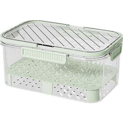 Boîte de rangement pour fruits au réfrigérateur, avec poignée dissimulée, empilable, sans BPA, transparente et hermétique. (1/4)