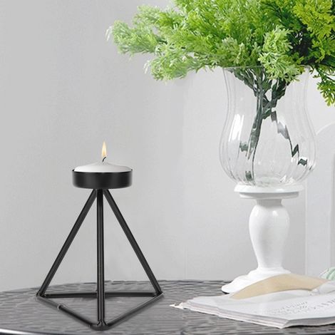 Bougeoir innovant à une tête en fer noir, idéal pour la décoration de table de mariage ou de maison (hauteur réduite). (1/5)