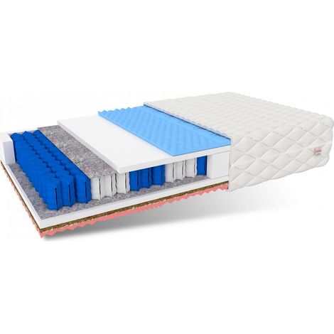 Matratze 100x200 Taschenfederkern GINASO MAX 7 Zonen H2 H3 28 cm Kokos Visco HR Schaum Polyurethanschaum JERSEY