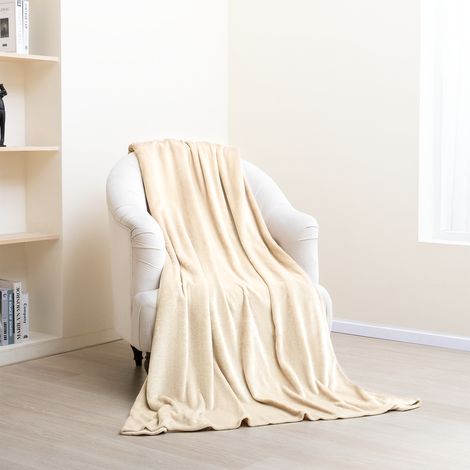 Paco Home Manta Aterciopelada Manta Polar Suave Manta Multiusos Manta Sofá 150x200cm, Camello