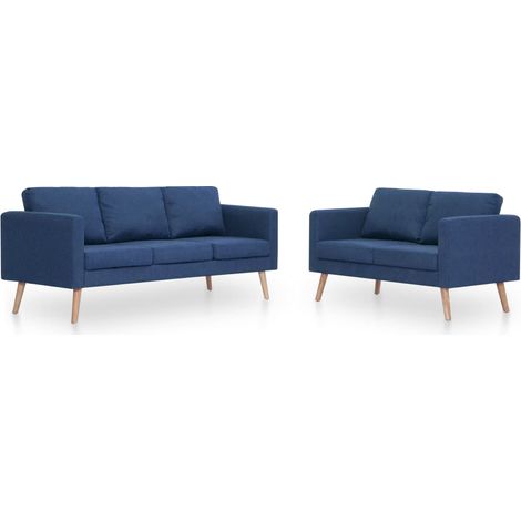 Set di divani a 2 posti per soggiorno parti interne della casa tessuto blu 020020257