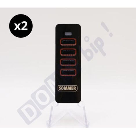 SOMMER 4018V000 : Lot de 2 télécommandes 4 canaux (noire et rouge) pour portails et portes de garage - Technologie SOMloq2 - Fréquence : 868 MHz - Code tournant (1/5)