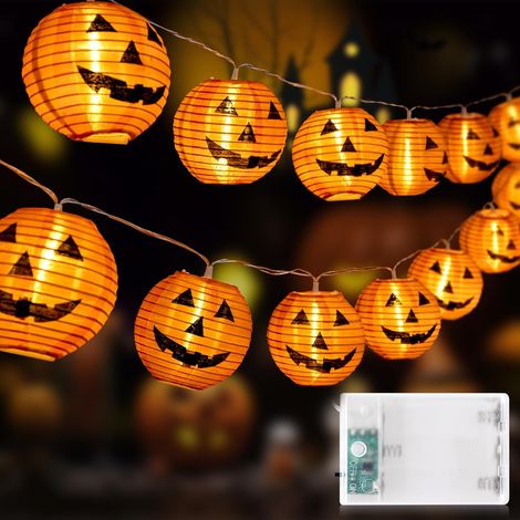Guirlande Halloween 3M 20 LED Citrouille Orange À Piles Étanche Décoration lumineuse pour ambiance Halloween festive (1/5)