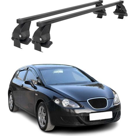 OMAC Dachträger Querträger Stahl für Seat Leon II 2005-2012 – Abschließbar – City-Crash-getestet – DIN 75302:2019 – ISO/PAS 11154:2006 – Max. 50 kg Schwarz (1/5)