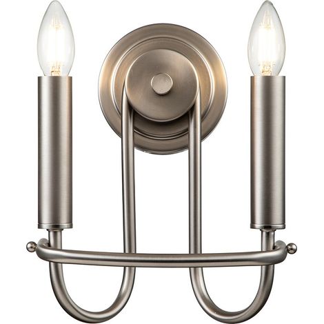 Elstead Capitol Hill Applique murale bougie à 2 lumières, nickel brossé (1/5)