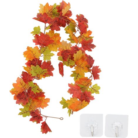 Guirlande de feuilles d'érable d'automne, feuillage artificiel vif, guirlande suspendue pour décoration de Thanksgiving à la maison (1/5)