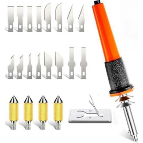 Kit de découpe à chaud électrique multifonction avec 16 lames, 4 douilles de serrage, support métallique et couteau à découper à chaud pour pochoirs. Prise UE 220 V. (1/5)