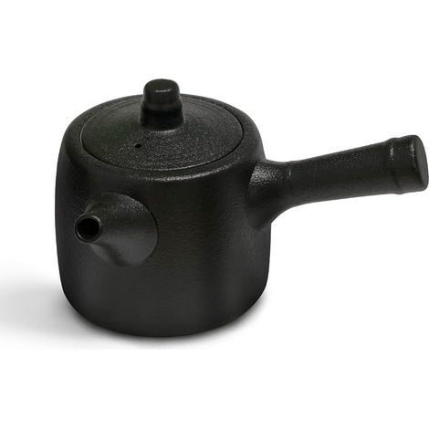 Théière japonaise en céramique Yan Hou Tang : théière de 300 ml avec anse latérale et infuseur, élégante porcelaine noire, idéale pour offrir et pour les amateurs de thé. (1/5)