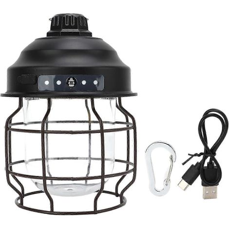 LED-Campinglaterne im Retro-Stil, tragbar, wiederaufladbar, für Camping, Zuhause, im Freien, Notfälle, Schwarz (1/5)