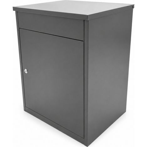 Bituxx Paketbox Größe M 54 × 45 × 35 cm - abschließbarer Paketkasten für kleine Pakete bis 37 × 28 × 15 cm, wetterfest, Soft-Close, 2 Schlüssel, Wand- & Bodenmontage, Anthrazit (1/5)