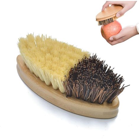 Brosse Legume,Brosse Pour Terrasse,Brosse Vaisselle,Brosse Vaisselle Bois,Brosse À Légumes,Brosse Pour Légumes, Fruits Et Couverts, Brosse De Nettoyage Pour La Cuisine, Le Jardin Et La Maison (1/5)