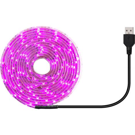 90 cm LED-Pflanzenlichtleiste, Modell R9, violett, 60 LEDs, für den Indoor-Gartenbau. Selbstklebende, flexible Leiste mit USB-Steuerung, 10 lm Lichtstrom, Schutzart IP42 und 10.000 Stunden Lebensdauer (1/5)