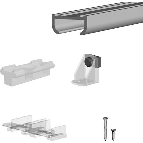 Slid'Up By Mantion – Système coulissant pour 2 portes de placard – Rails aluminium 2 x 1m – Poids max 9 kg par porte – Épaisseur min 16 mm