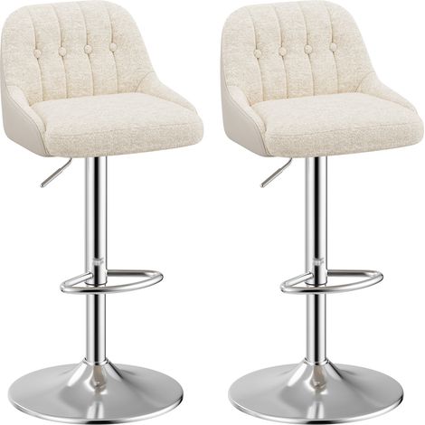 2er-Set drehbare Barhocker, moderne höhenverstellbare Barstühle aus gepolstertem Stoff, mit gepolsterter Rückenlehne, höhenverstellbar für Bar, Kücheninsel, Esszimmer, Beige (1/5)