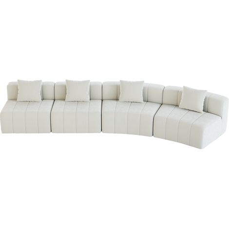 Divano modulare curvo a 4 posti in ciniglia beige MODENUIT (1/5)