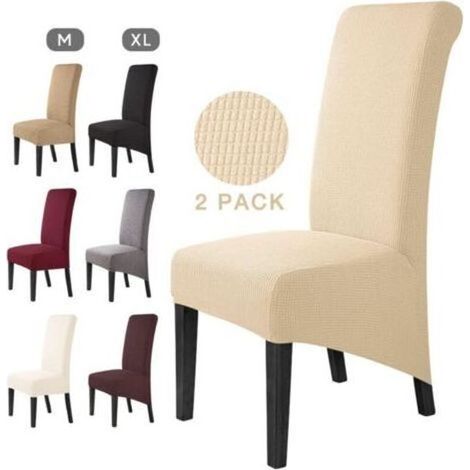 2-teiliger Jacquard-Stuhlbezug für Esszimmerstühle, dehnbar, abnehmbar, waschbar, universeller Stuhlbezug, Stuhlschutz für Hochzeiten, Küche, Bankette - Groß (Beige, 4-teilig) (1/4)