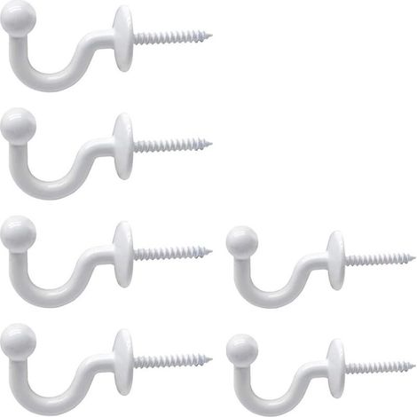 6 Pcs Curtain Tiebacks White U Hooks Round Head Curtain Tie Back Hook with Plastic Expansion Tubes for Hanging Curtains Clothes Key, Includes Fixing Sleeve (1/5)