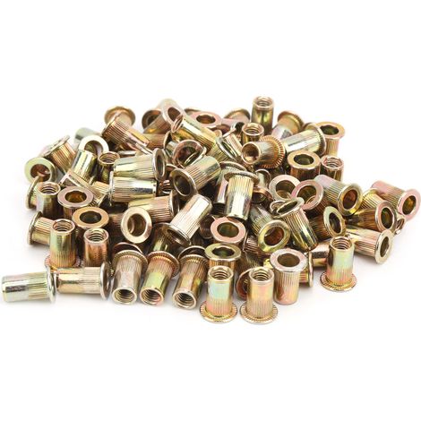 Écrous rivet M5 tête plate zingué, kit de 100 inserts filetés, visserie accessoire quincaillerie (1/5)