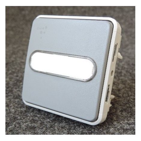 Poussoir lumineux porte-étiquette contact NO étanche IP55 10A gris Plexo composable LEGRAND 069543 (1/6)