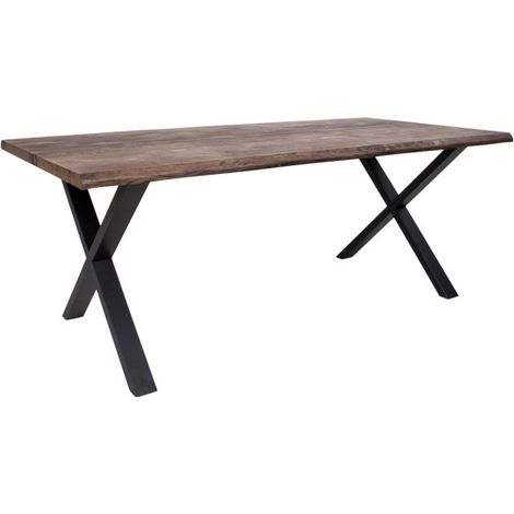 CALVI-Table repas à manger 6/8 personnes 200cm en chêne massif fumé (1/5)